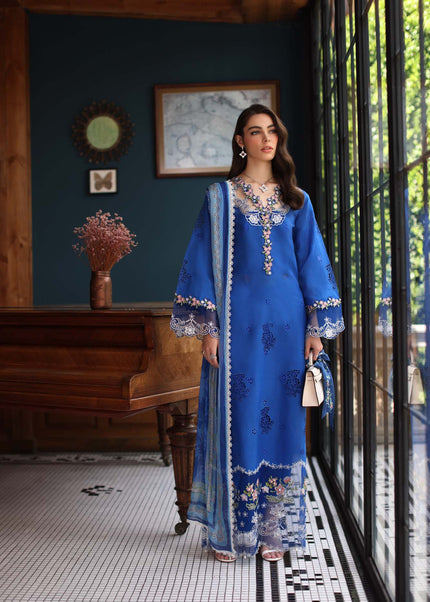 Noor By Saadia Asad | Noor Eid Luxury Schiffli Laserkari' 25 - Ink Blue