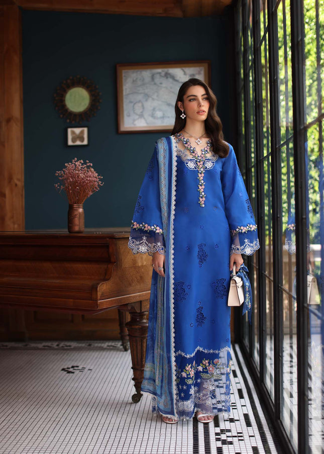 Noor By Saadia Asad | Noor Eid Luxury Schiffli Laserkari' 25 - Ink Blue