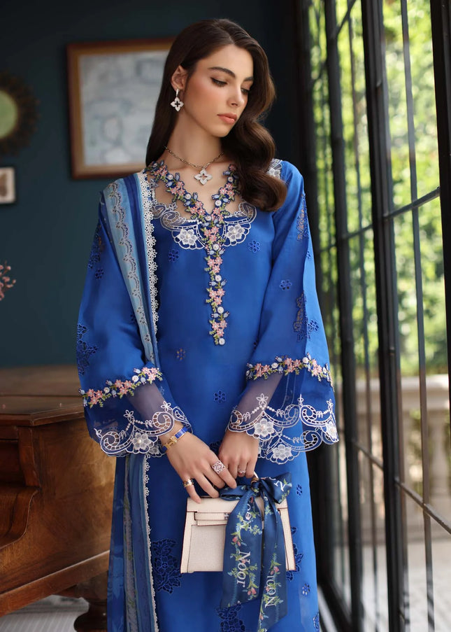 Noor By Saadia Asad | Noor Eid Luxury Schiffli Laserkari' 25 - Ink Blue