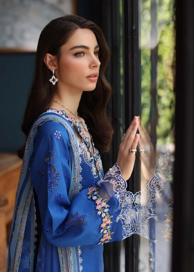 Noor By Saadia Asad | Noor Eid Luxury Schiffli Laserkari' 25 - Ink Blue