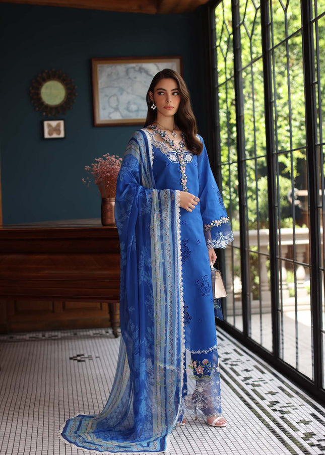 Noor By Saadia Asad | Noor Eid Luxury Schiffli Laserkari' 25 - Ink Blue