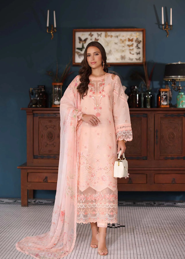 Noor By Saadia Asad | Noor Eid Luxury Schiffli Laserkari' 25 - Peach