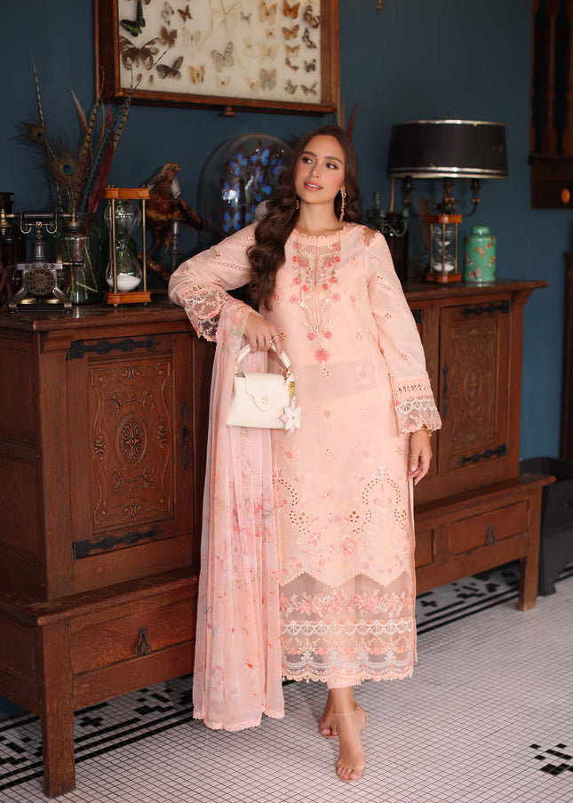 Noor By Saadia Asad | Noor Eid Luxury Schiffli Laserkari' 25 - Peach