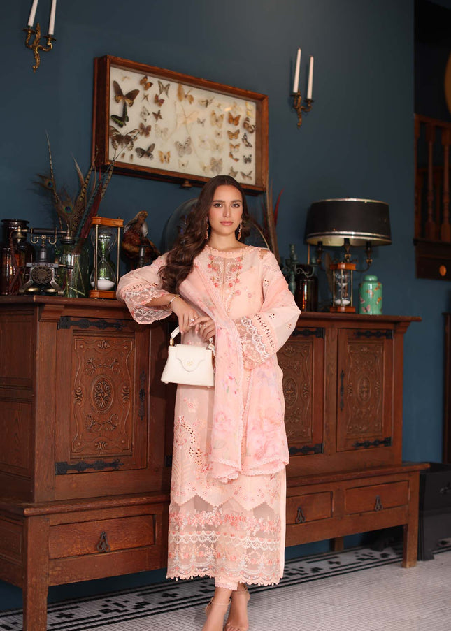 Noor By Saadia Asad | Noor Eid Luxury Schiffli Laserkari' 25 - Peach
