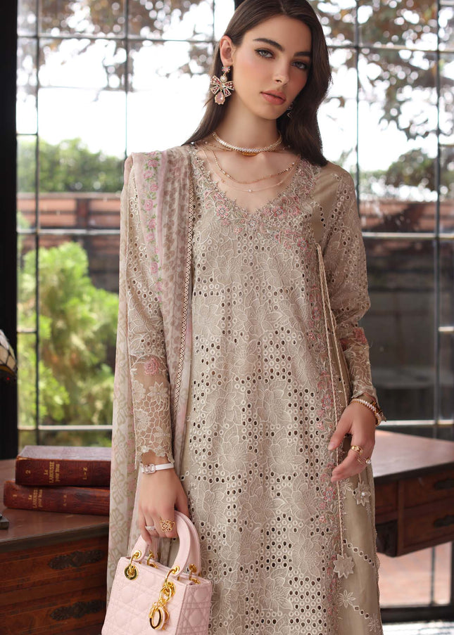Noor By Saadia Asad | Noor Eid Luxury Schiffli Laserkari' 25 - Beige