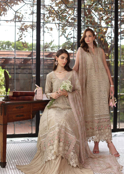 Noor By Saadia Asad | Noor Eid Luxury Schiffli Laserkari' 25 - Beige