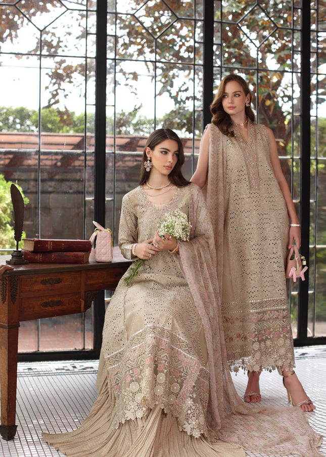 Noor By Saadia Asad | Noor Eid Luxury Schiffli Laserkari' 25 - Beige
