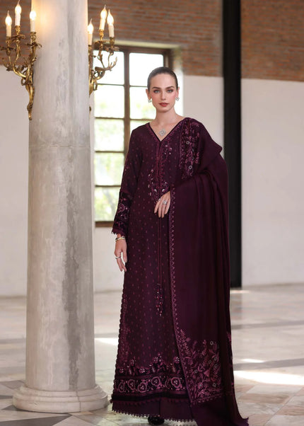Noor By Saadia Asad | Noor Winter Pashmina Shawls '25 - Damson