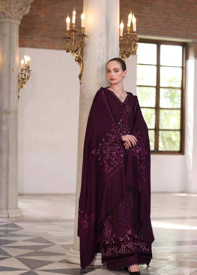 Noor By Saadia Asad | Noor Winter Pashmina Shawls '25 - Damson