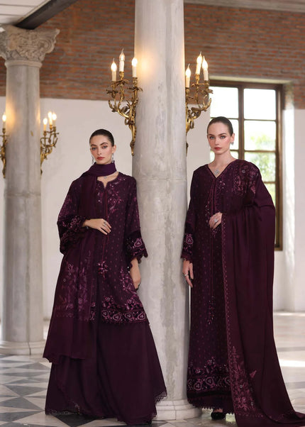 Noor By Saadia Asad | Noor Winter Pashmina Shawls '25 - Damson