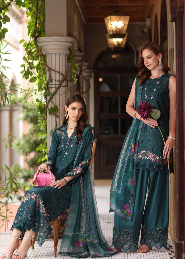 Noor By Saadia Asad | Noor Eid Luxury Schiffli Laserkari' 25 - Teal