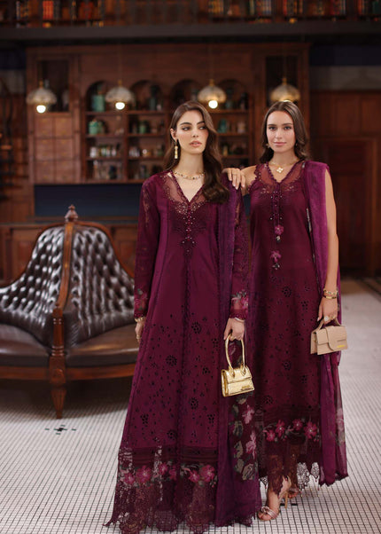Noor By Saadia Asad | Noor Eid Luxury Schiffli Laserkari' 25 - Plum