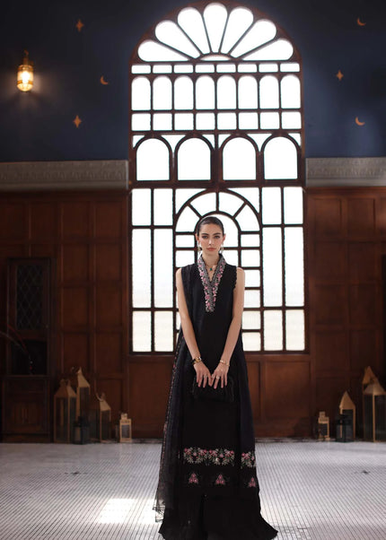 Noor By Saadia Asad | Noor Eid Luxury Schiffli Laserkari' 25 - Black