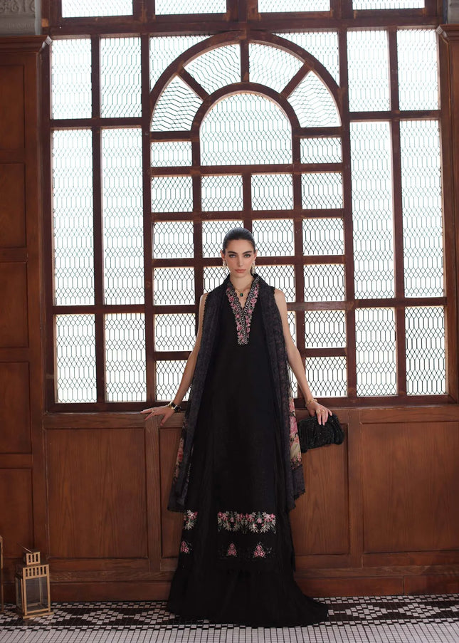 Noor By Saadia Asad | Noor Eid Luxury Schiffli Laserkari' 25 - Black
