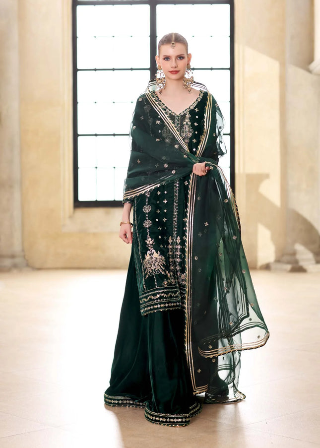 Noor By Saadia Asad | Noor Handcrafted Velvet '25 - Zamurrud
