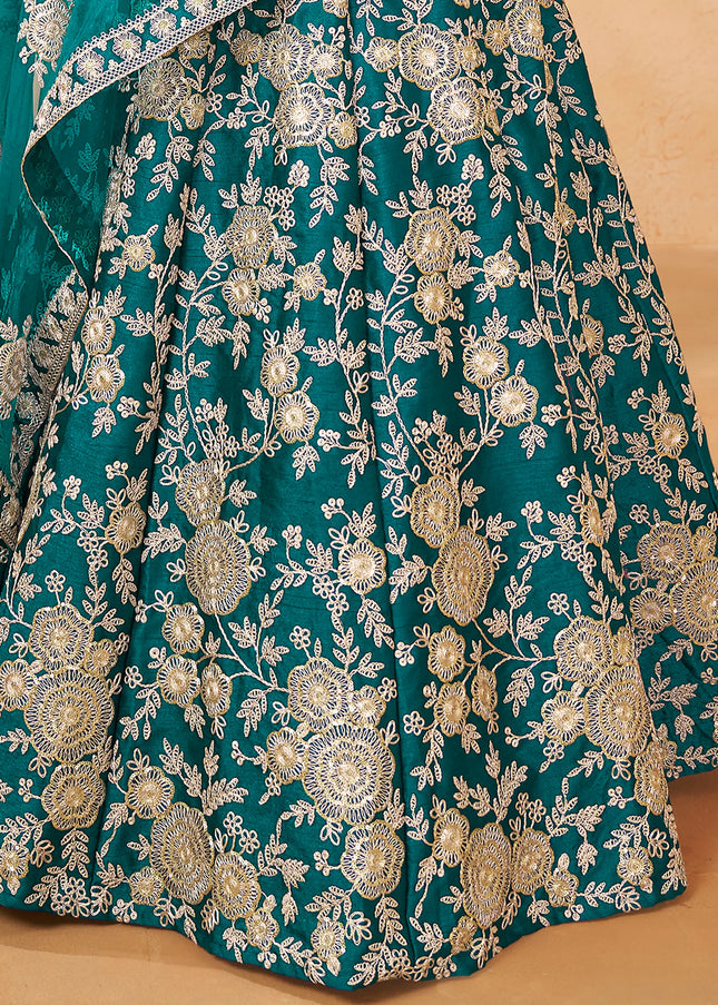 Blue Embroidered Lehenga Choli