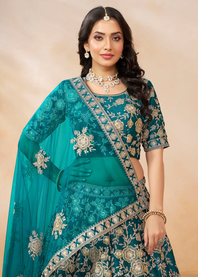 Blue Embroidered Lehenga Choli