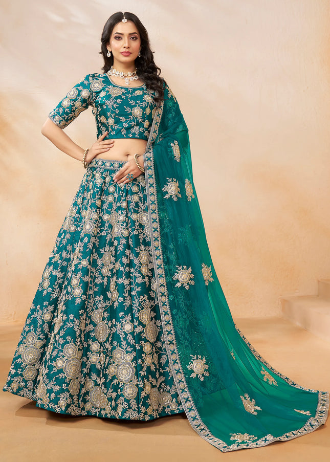 Blue Embroidered Lehenga Choli