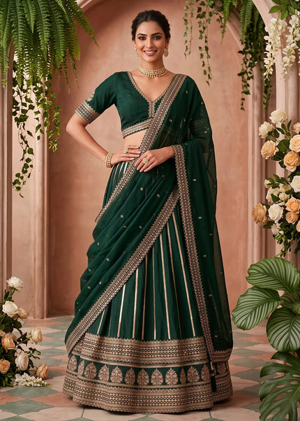 Green Embroidered Lehenga Choli