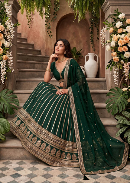 Green Embroidered Lehenga Choli