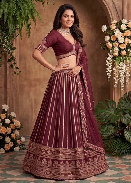 Maroon Embroidered Lehenga Choli
