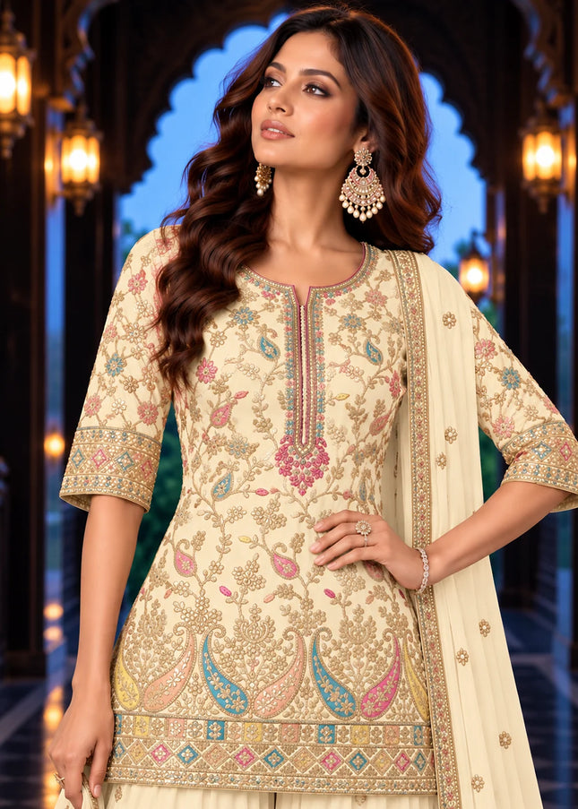 Chinnon Embroidered Sharara Suit Series