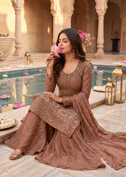 Premium N C Moss Embroidered Sharara Suit Series