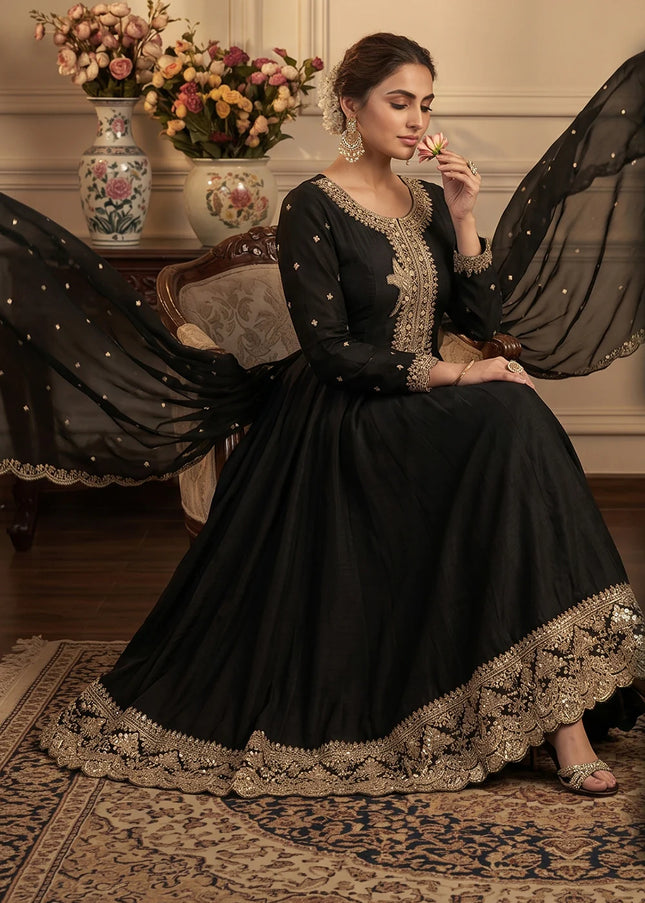 Gold Embroidered Anarkali Suit Series