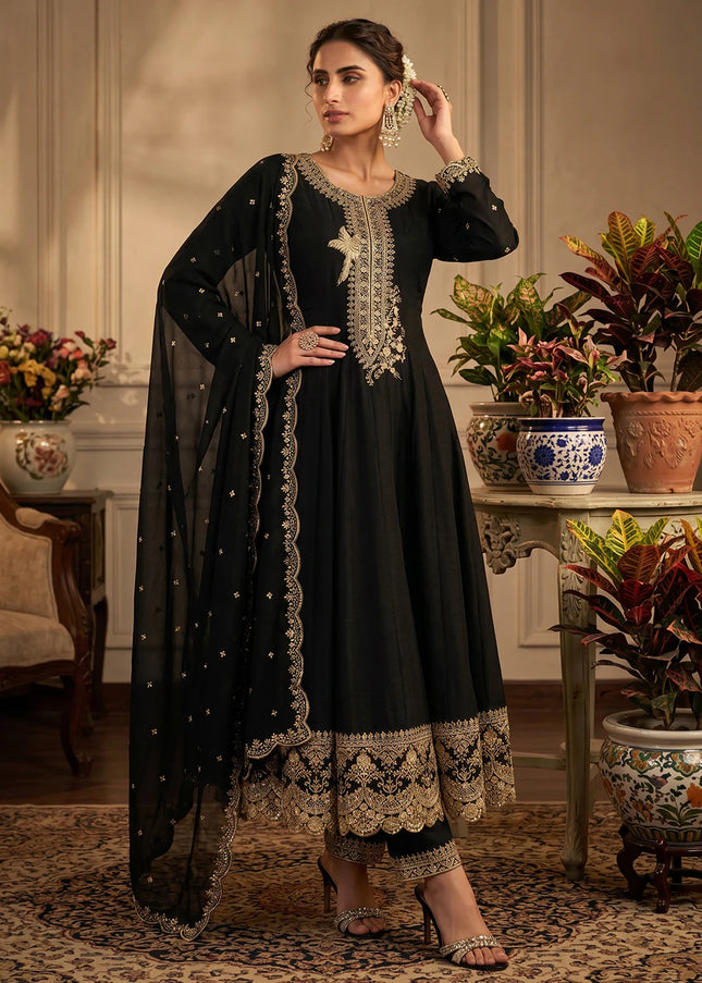 Gold Embroidered Anarkali Suit Series