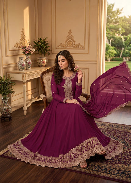 Gold Embroidered Anarkali Suit Series