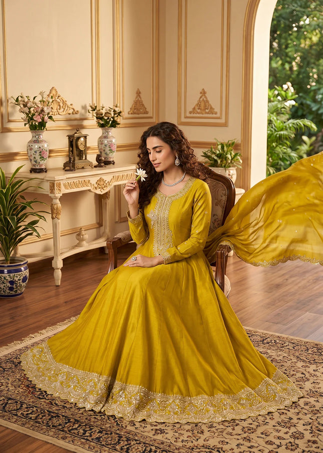Gold Embroidered Anarkali Suit Series