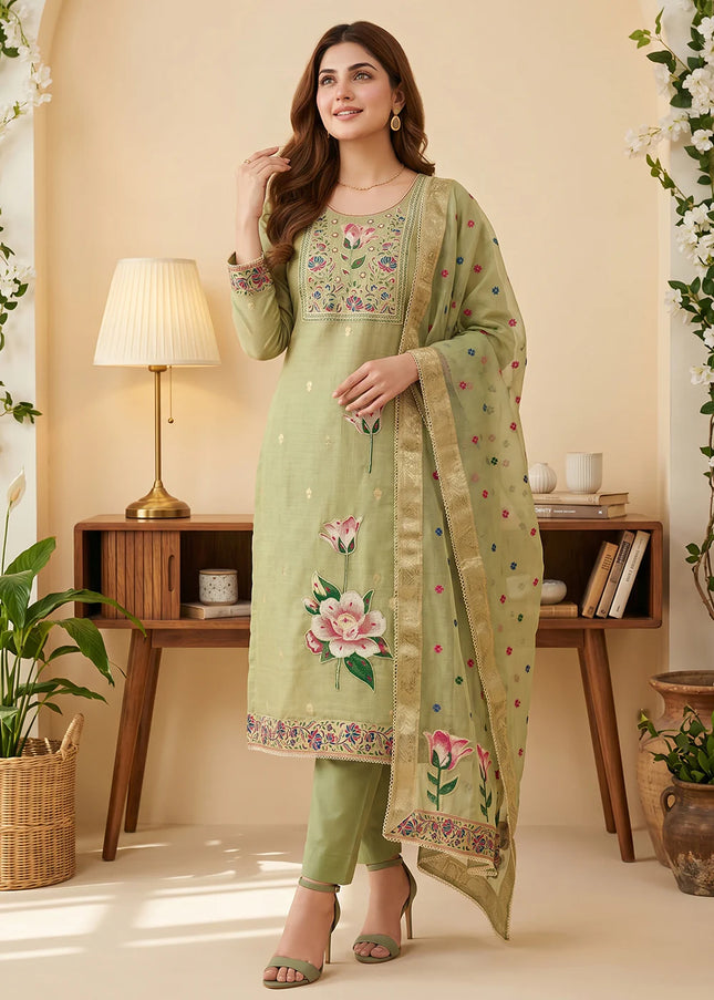 Cotton Printed and Embroidered Pant Style Suit Series