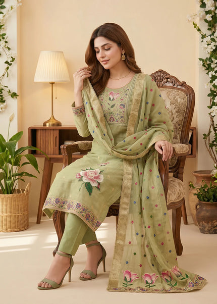 Cotton Printed and Embroidered Pant Style Suit Series