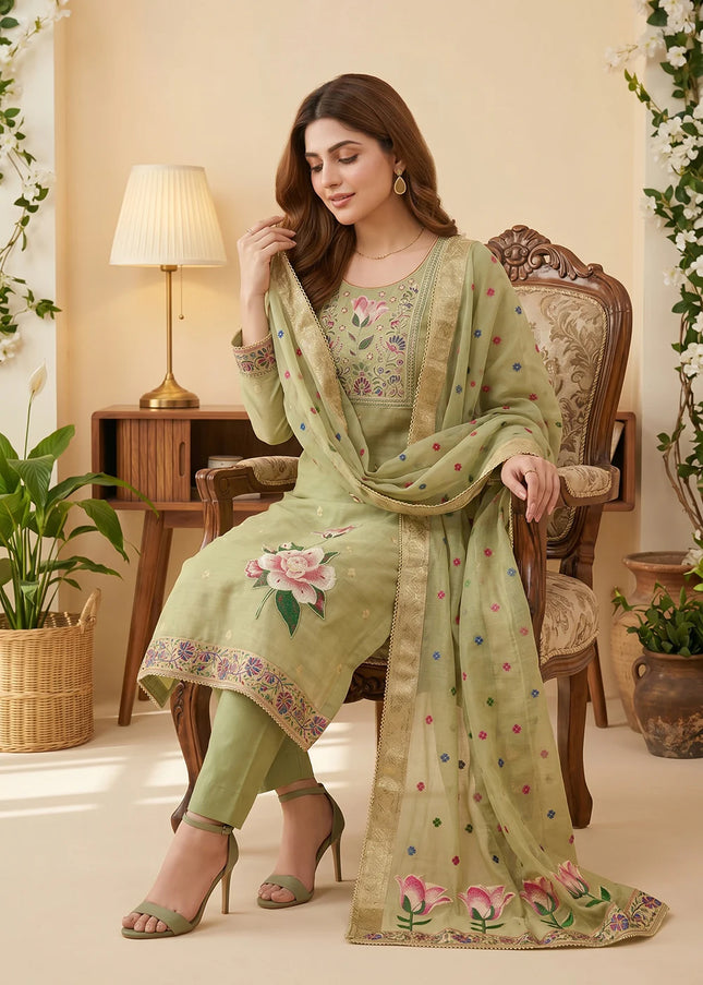 Cotton Printed and Embroidered Pant Style Suit Series