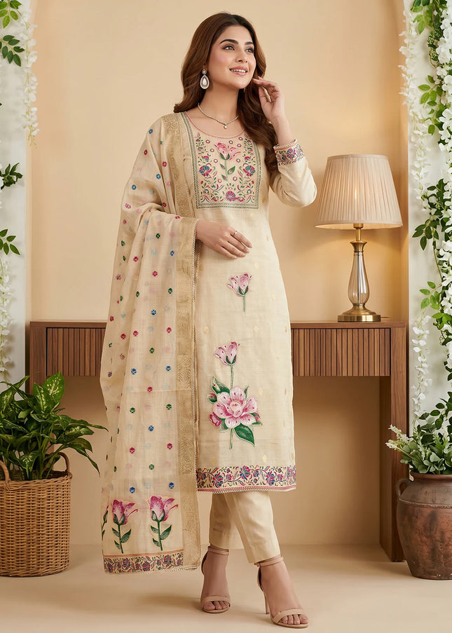 Cotton Printed and Embroidered Pant Style Suit Series