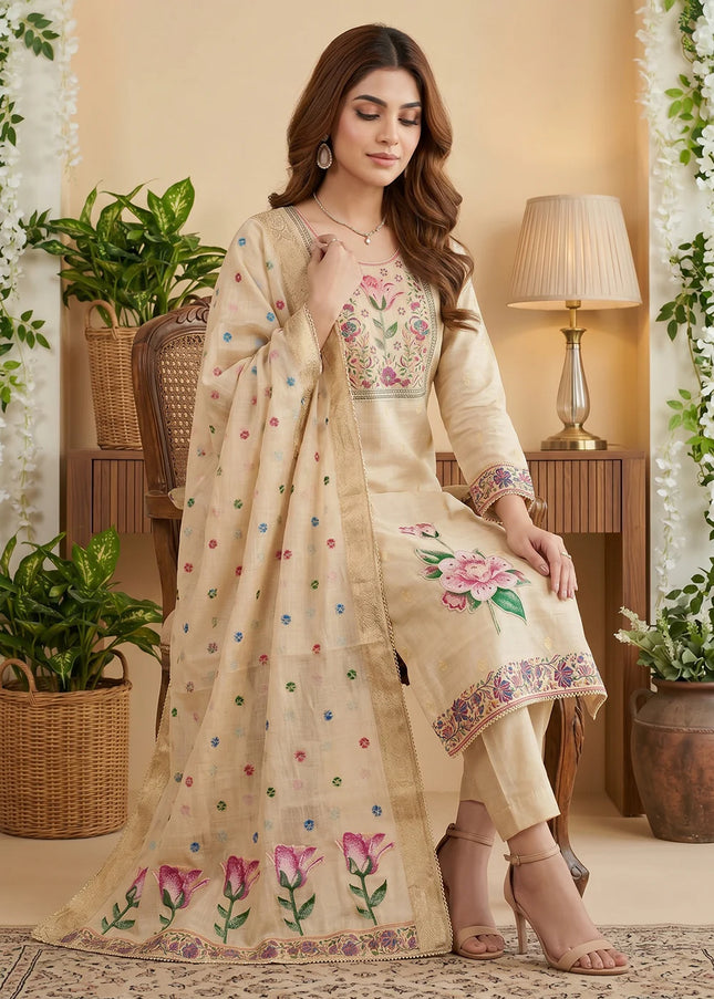 Cotton Printed and Embroidered Pant Style Suit Series