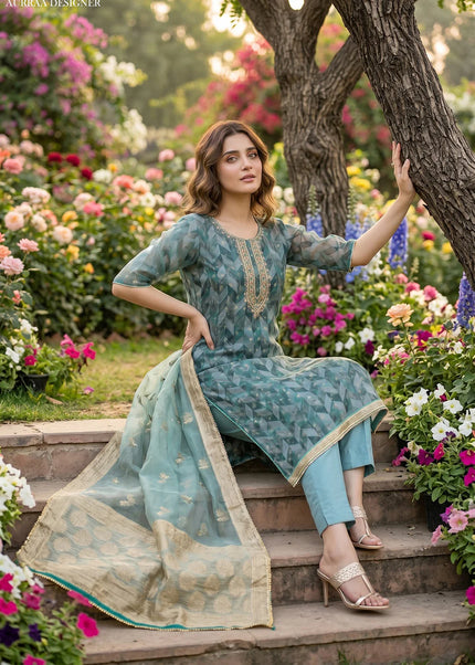 Organza Embroidered Pant Style Suit Series