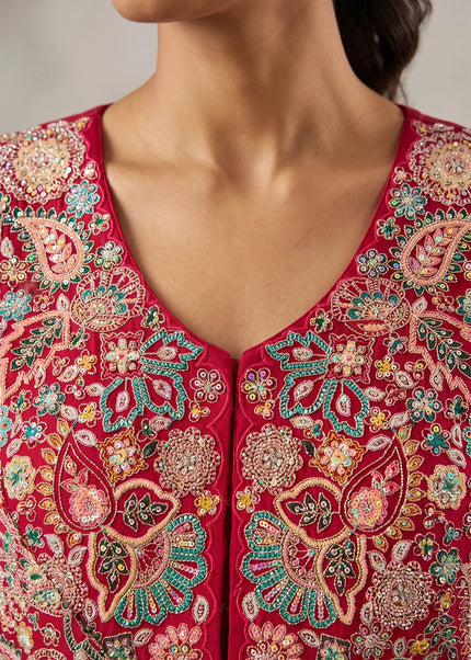 Pink Embroidered Sharara Suit