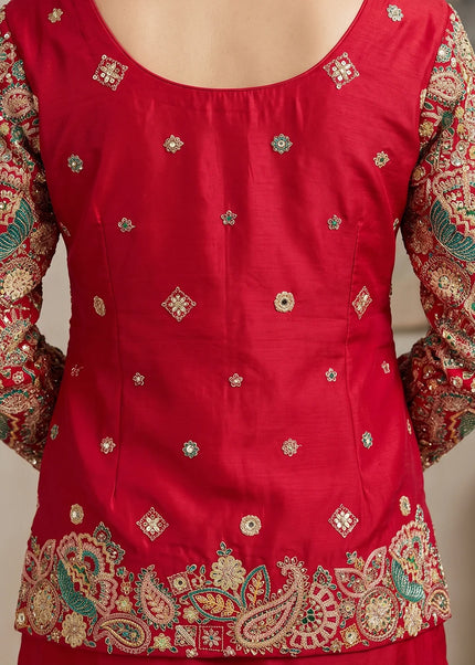 Pink Embroidered Sharara Suit