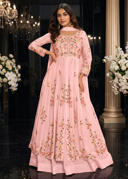 Pink Embroidered Lehenga Anarkali