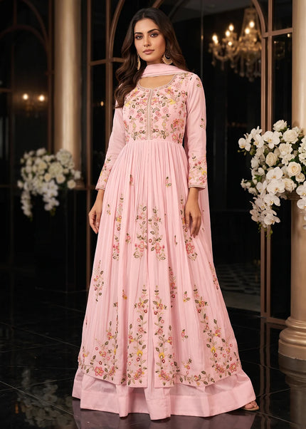 Pink Embroidered Lehenga Anarkali