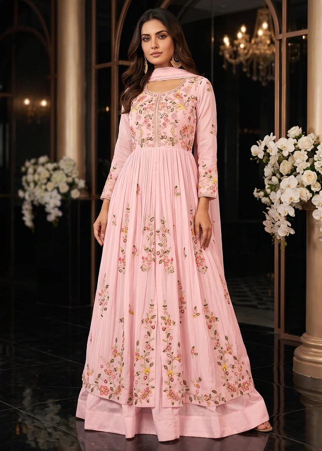 Pink Embroidered Lehenga Anarkali