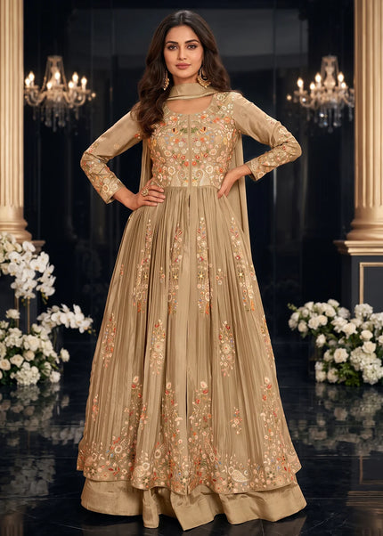 Beige Embroidered Lehenga Anarkali