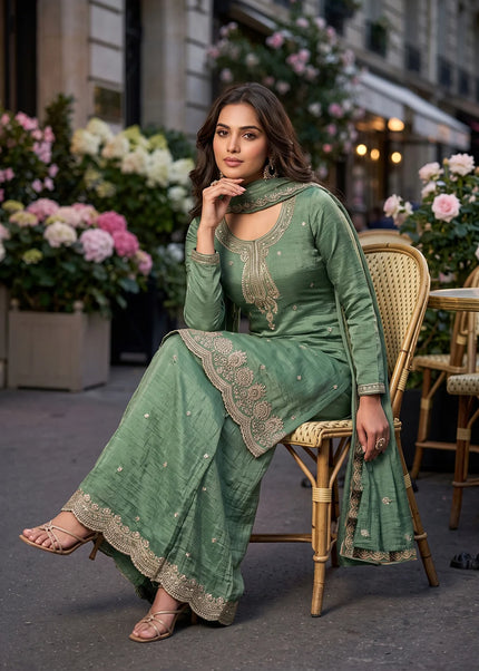 Silk Embroidered Palazzo Suit Series