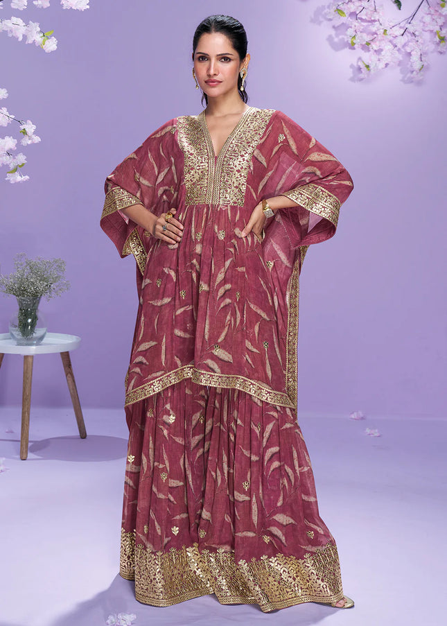 Pink Embroidered Gharara Suit