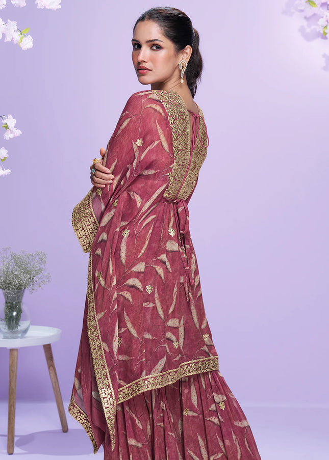 Pink Embroidered Gharara Suit