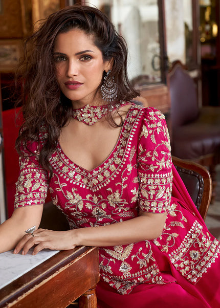 Pink Embroidered Sharara Suit