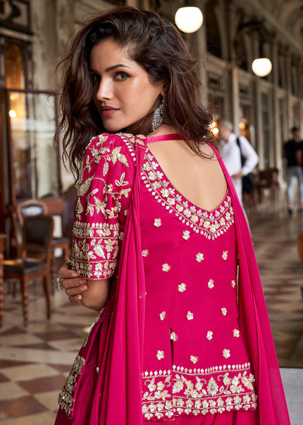 Pink Embroidered Sharara Suit
