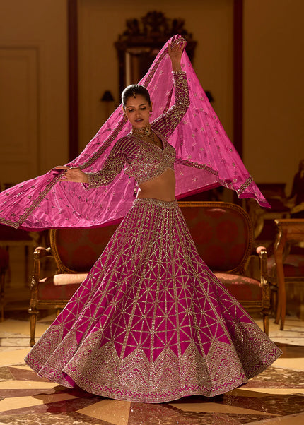 Pink Embroidered Lehenga choli