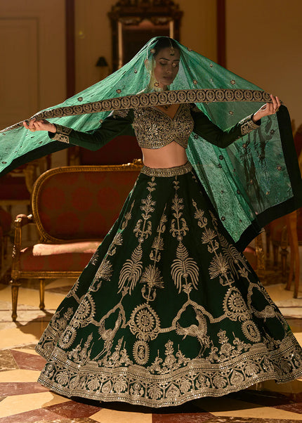Green Embroidered Lehenga choli